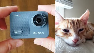 AKASO V50X Affordable Action Cam Unboxing: My Kitten Helps!