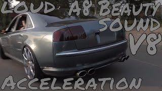 Loud Audi A8 4.2L 400 HP V8 best exhaust sound reving + acceleration