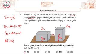 11.Sınıf MEB Fizik Kazanım Kavrama Testi-8 (Enerji ve Hareket-1) [2019-2020]