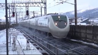 【JR西日本】惜別！ 雪の ほくほく線十日町駅を疾走通過する特急はくたか
