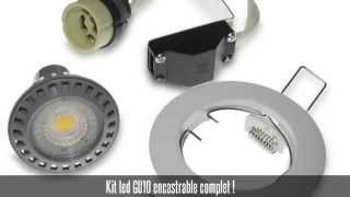Kit encastrable orientable blanc + ampoule led GU10 6W+ douille GU10