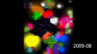 1599 Days of Eve Online Influence/Sovereignty Map 2007 to Jan 2012