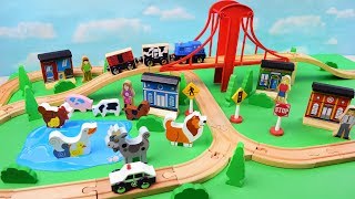 Kids Learn Farm Zoo Animals Names with Mega Train World Toy for Babies