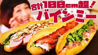 【大食い】バケット丸ごと３本！バインミー！ベトナムのサンドイッチ風バケット【ロシアン佐藤】【Russian Sato】
