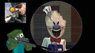 Monster School : SNIPER 3D GUN SHOOTER SHOOT ICE SCREAM CHALLENGE - Minecraft Animation