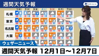 週間天気予報 12月1日(水)〜12月7日(火)