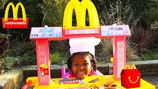 MCDONALDS DRIVE THRU Pretend Play With Toys AndFun Sisters | Funny  Video For Children