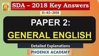 SDA 2018 General English paper - key answers (With Detailed Explanation)