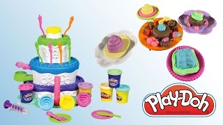 Play Doh Sweet Shoppe Cake Mountain Playset | Baking cakes and cookies pretend play with clay