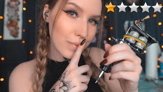 АСМР ? ТАТУ МАСТЕР В УЖАСНОМ САЛОНЕ ⭐ Пародия | ASMR Tattoo Artist (+Sub)