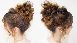 ☆かわいいお団子のヘアアレンジ！ベース巻きなし！ロープ編み２本でできます！Hair styling Hair arrangement 头发　헤어EASY Updo Hairstyle  ผ