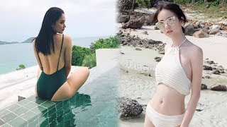 Đọ dáng bi.ki.ni "bốc lửa " cùa Hương Giang idol và người đẹp Thái Lan,ai xứng đáng với vương miện?