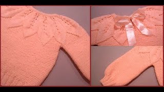 Свитер для девочки с круглой кокеткой.Размер 3 года.Часть №1