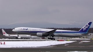 真冬の新千歳空港!!! All Nippon Airways Boeing 777 JA753A New Chitose Airport Takeoff 離陸
