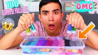 100 BOITES DE PAILLETTES DANS UN SLIME XXL ?!! JustJonathan