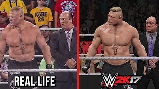 The Comparison Of WWE 2K17 vs Real Life Entrances! ( Cena, Rollins, Reigns , Balor & Lesnar )