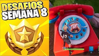 MARCA EL NÚMERO DE HAMBURGUESA Y PIZZA EN EL TELÉFONO - FORTNITE DESAFÍOS SEMANA 8