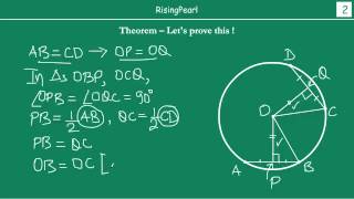 Equal chords are equidistant from the center of the circle (Theorem and proof)