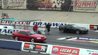 1995 Mustang Cobra vs 2008 Corvette Z06 (1/4 Mile)