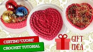 TUTORIAL UNCINETTO CESTINO "CUORE" | BASKET CROCHET HEART || Katy Handmade