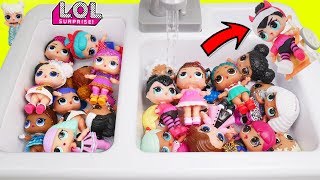 NEW LOL Surprise Dolls Lil Sisters at Sink Pool Slide