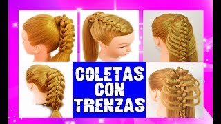 5 Peinados con Coletas con Trenzas Faciles y Rapidos para Cabello Largo