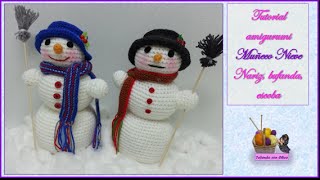 Tutorial amigurumi Muñeco de Nieve 6/7 - Nariz, bufanda, escoba