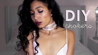 DIY RHINESTONE & FEATHER CHOKERS | Adonia Bree
