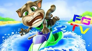 Говорящий Том на аквабайке мультяшная игра  . Talking Tom on jetski cartoon game for kids.