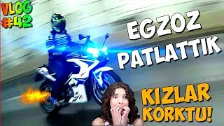 GECE EGZOZ PATLATTIK | KIZLAR KORKTU | CBR250 REPSOL PULSAR RS200 GECE GAZLAMASI | MotoVlog #42