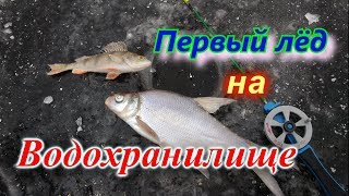 Первый лёд на водохранилище. Ловля подлещика на чёртик.