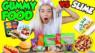 MIXING GUMMY FOOD INTO CLEAR SLIME! GUMMY FOOD VS CLEAR SLIME! | NICOLE SKYES