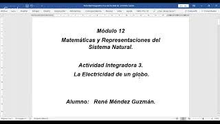 Módulo 12 Cápsula 03 Actividad Integradora  "La Electricidad de un Globo".