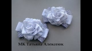 Красивые бантики из атласных лент 2,5 см. МК Канзаши / Beautiful bows of satin ribbons 2,5 cm
