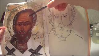 Икона Святителя Николая  Сводим кальку, отрисовываем плави