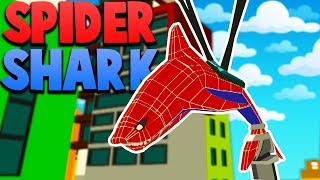 SPIDER SHARK SWINGS TO THE HIGHEST BUILDING | Shark Simulator Funny Gameplay  (Costume Update)