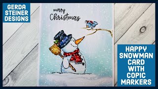 Happy Snowman Christmas Card with Copic Markers!