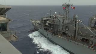 Replenishment at Sea: USS Nimitz (CVN 68) & USNS Rainier (T-AOE 7)