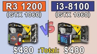 Ryzen 3 1200 + GTX 1060 6GB vs i3 8100 + GTX 1060 3GB | New Games Benchmarks