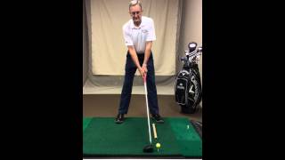 Golf tip driver face view set up and address position.