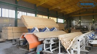 Линия автоматического расштабелирования  и скоростной подачи в четырехсторонний станок с сортировкой