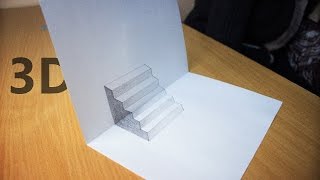 Как нарисовать 3D лестницу. Иллюзия на бумаге
