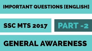 Important Questions[English] For SSC MTS 2017 General Awareness section