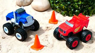 Die Helfer Autos. Kindervideo mit dem Clown. Wir spielen im Sandkasten.