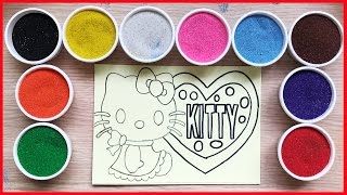 Đồ chơi trẻ em TÔ MÀU TRANH CÁT HELLO KITTY và trái tim - Colored Sand Painting (Chim Xinh)