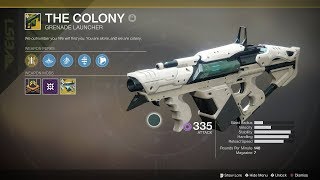 Destiny 2: The Colony Exotic Grenade Launcher (Short PvE Showcase)