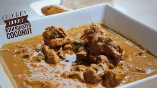 CHICKEN CURRY WITH ROASTED COCONUT/VARUTHARACHA CHICKEN CURRY KERALA STYLE/