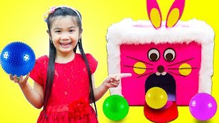 Hana Pretend Play with Giant Pink Rabbit Carnival Bowling Game for Toy Prizes