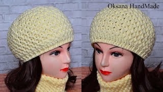 Объемный берет крючком. Мастер класс. Warm beret crochet