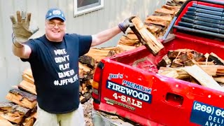 How to load oversized truckload of cherry firewood